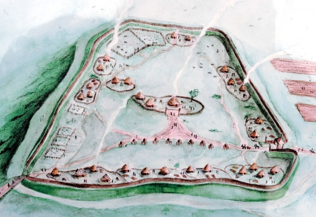 Artists impression of Burrough Hill during the Iron Age.