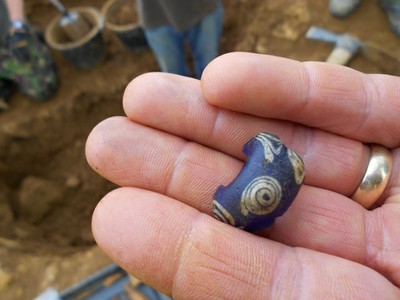 A blue "eye bead" of particular craftsmanship and size.